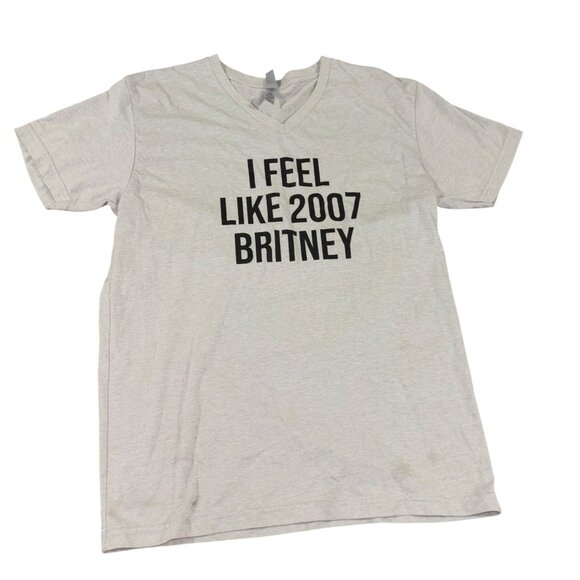 Tops - Medium Gray V-Neck Tee I Feel Like 2007 Britney